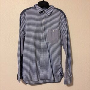 Armani Exchange Blue and White Striped Shirt